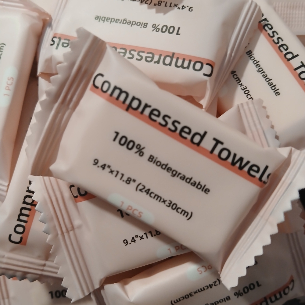 Biodegradable Compressed Towels 6 Pack For Camping, Travel, Or Emergencies